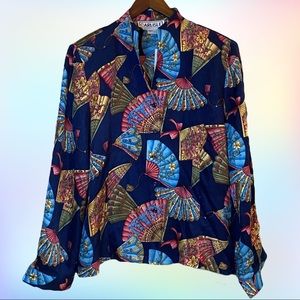 NWT Vintage Carlisle 100% Silk Button Up Blouse